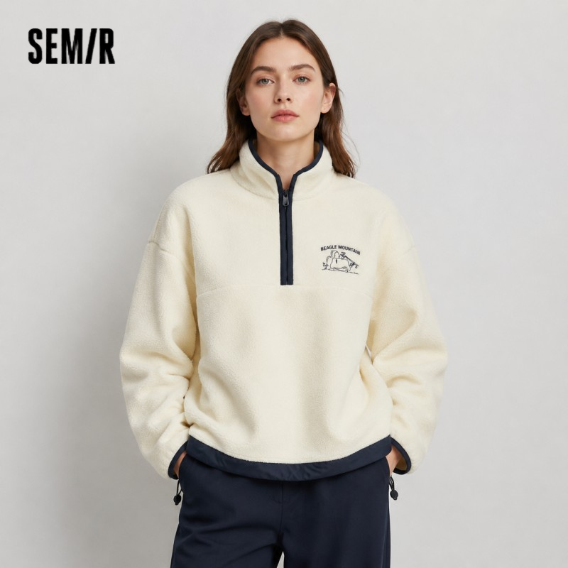  Semir Tops for Woman Fleece Warm Embroidered 2025 Winter Fall Clothes Sweatshirt Soft Fleece Warm Loose Fit Daily Wear 2025 New 