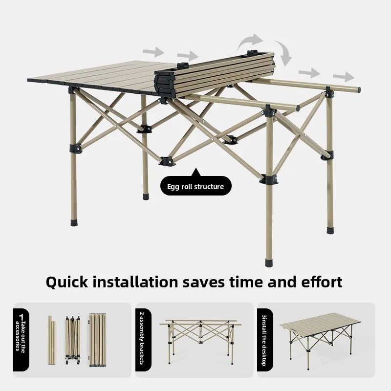 Portable Camping Table and Chair Set Folding Outdoor Picnic Furniture Iron Frame Lightweight Travel Gear for Backyard Patio T