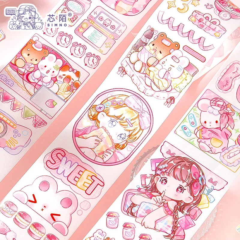 Cartoon Beautiful Girl 12 Rolls Washi Tape New Full Set of Primary School Students Handbook Material Sticker Aesthetic Stickers