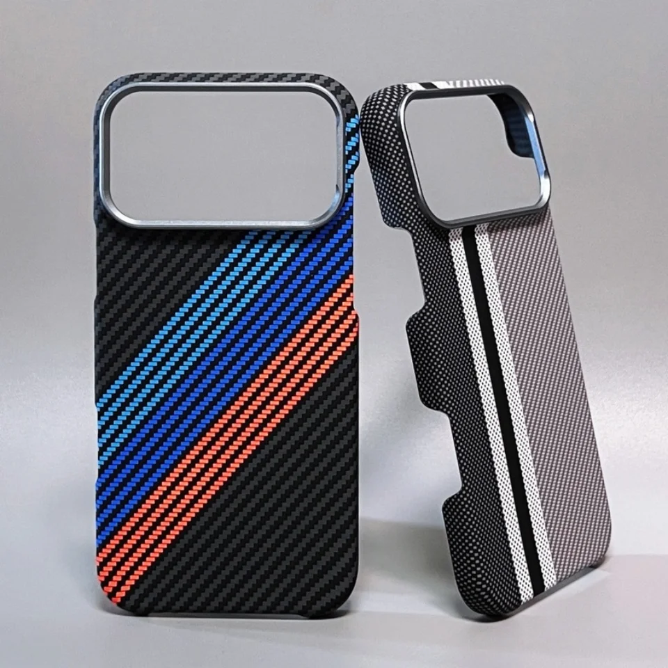 Funda magnética de fibra de kevlar de alta calidad para iPhone 17 16 15 14 18 Pro Max, con marco de metal para lente, a prueba de golpes 2