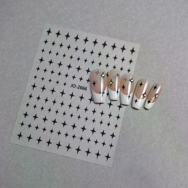 1 szt. Białe Czarne Naklejki na Paznokcie z Gwiazdami Nieregularne Pentagramy Różowe Laserowe Błyszczące Brokatowe Ozdoby do Manicure Sliderki
