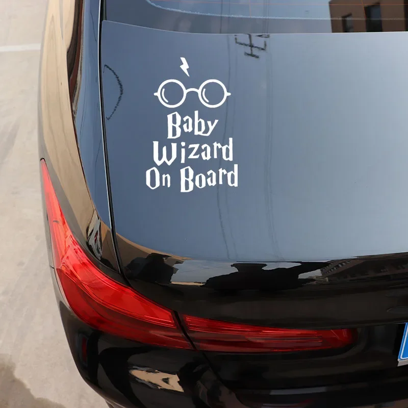 Baby Wizard on Board Car Decoration Sticker Stickers Motorcycle Cute Exterior Parts Decals Sunscreen and Waterproof PVC,15cm