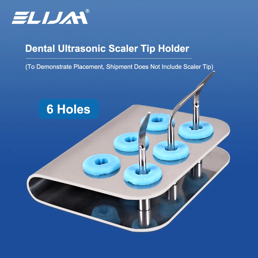 

ELIJAH Dental Ultrasonic Scaler Tip Holder Bur Drill 6 Holes Holder Block Organizer Autoclave Sterilizer Case Disinfection Box
