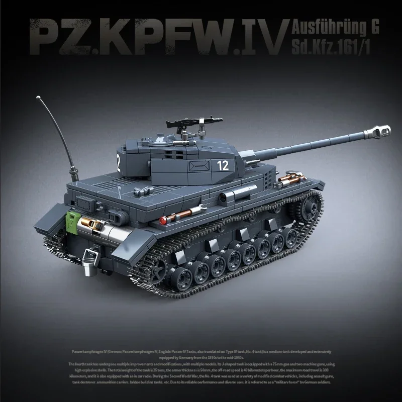 Klasyczny Model wojskowe z serii WW2 Panzerkampfwagen IV Panzer IV Cegły typu G zabawki prezenty