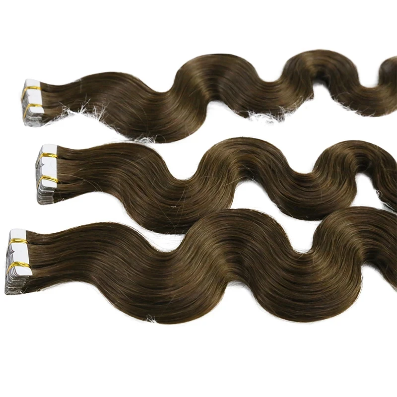 الشريط في شعر مستعار بشري الجسم موجة ريمي لاصق غير مرئية 100% شعر بشري طبيعي 20 قطعة/المجموعة 2.5 جرام/قطعة 50 جرام أومبير شقراء اللون