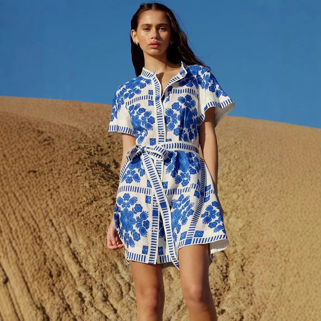 

Summer Casual Women's Fashion Printed Strap-on Dress