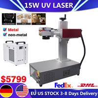 15W UV Laser Marking Machine UV 15W 355nm Laser Non-Metal Engraver for Glass/Wood/PVC/Stainless Steel/Plastic Leather Marking