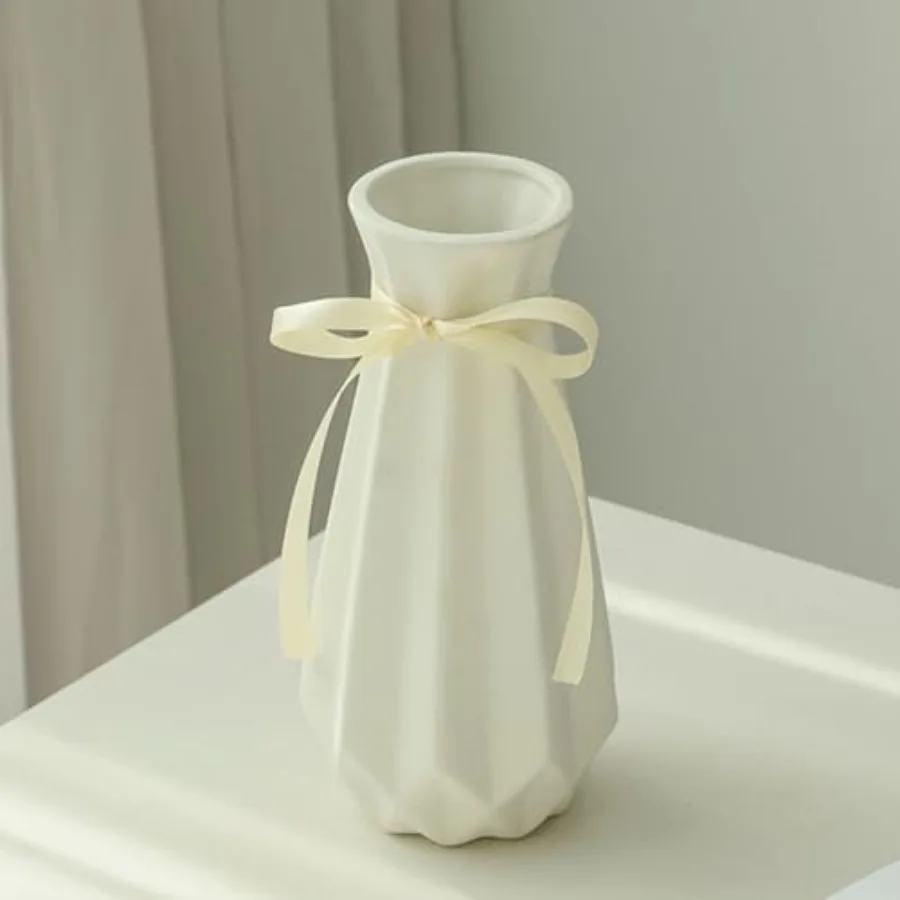 Origami Ceramic Vase with Ribbon, 7.9