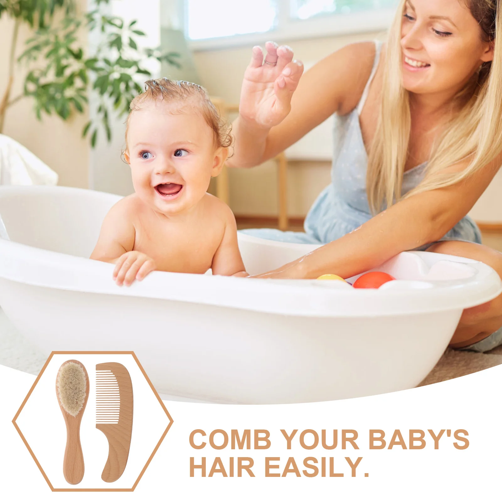 1 مجموعة فرشاة حمام الطفل شعيرات ناعمة مقبض الخشب فروة الرأس الغسيل الوليد أدوات للعناية الشخصية سهلة التنظيف هدية فرشاة شعر الطفل #3