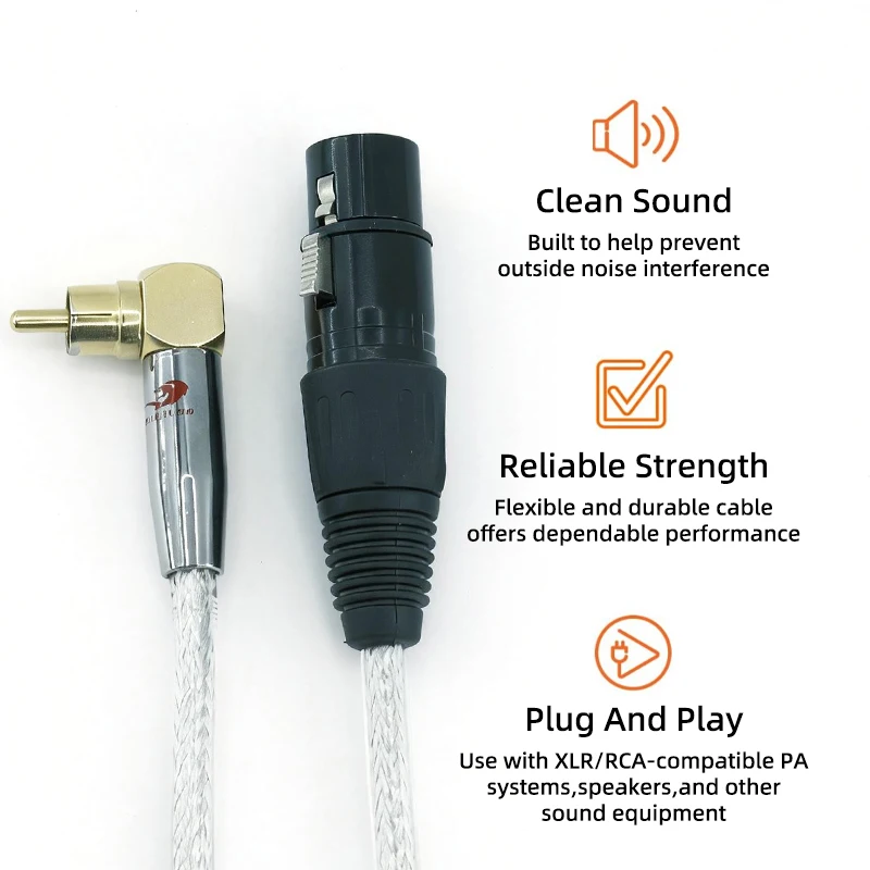 XLR Female To Right Angle RCA Audio Cable Heavy Duty Female Male Patch Cord HiFi Mono Audio Connection Interconnect Lead Wire