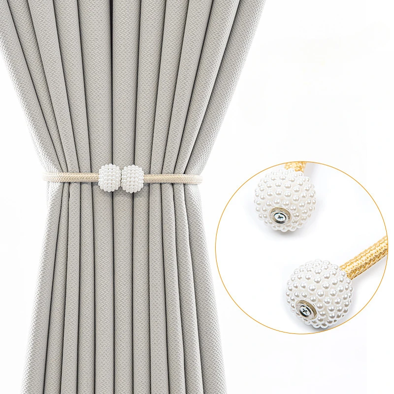 Pearl Magnetic Curtain Clip Curtain Holders Tie Back Buckle Clips Magnetic No Punch Curtain Decorative Accessories