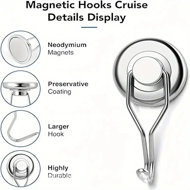 D25mm-Swivel Swing Magnethaken Kühlschrank Magnethaken 2/4/6/8 Pack Neodym Magnethaken für Kühlschrank Andere Magnetische – Detail 5