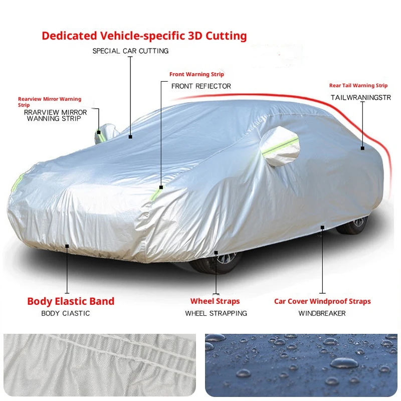 

Waterproof Car Cover Custom For 2007-2025 VW Tiguan SWB with Reflective Strip Windproof Bands for Snow Rain Dust Hail Protection