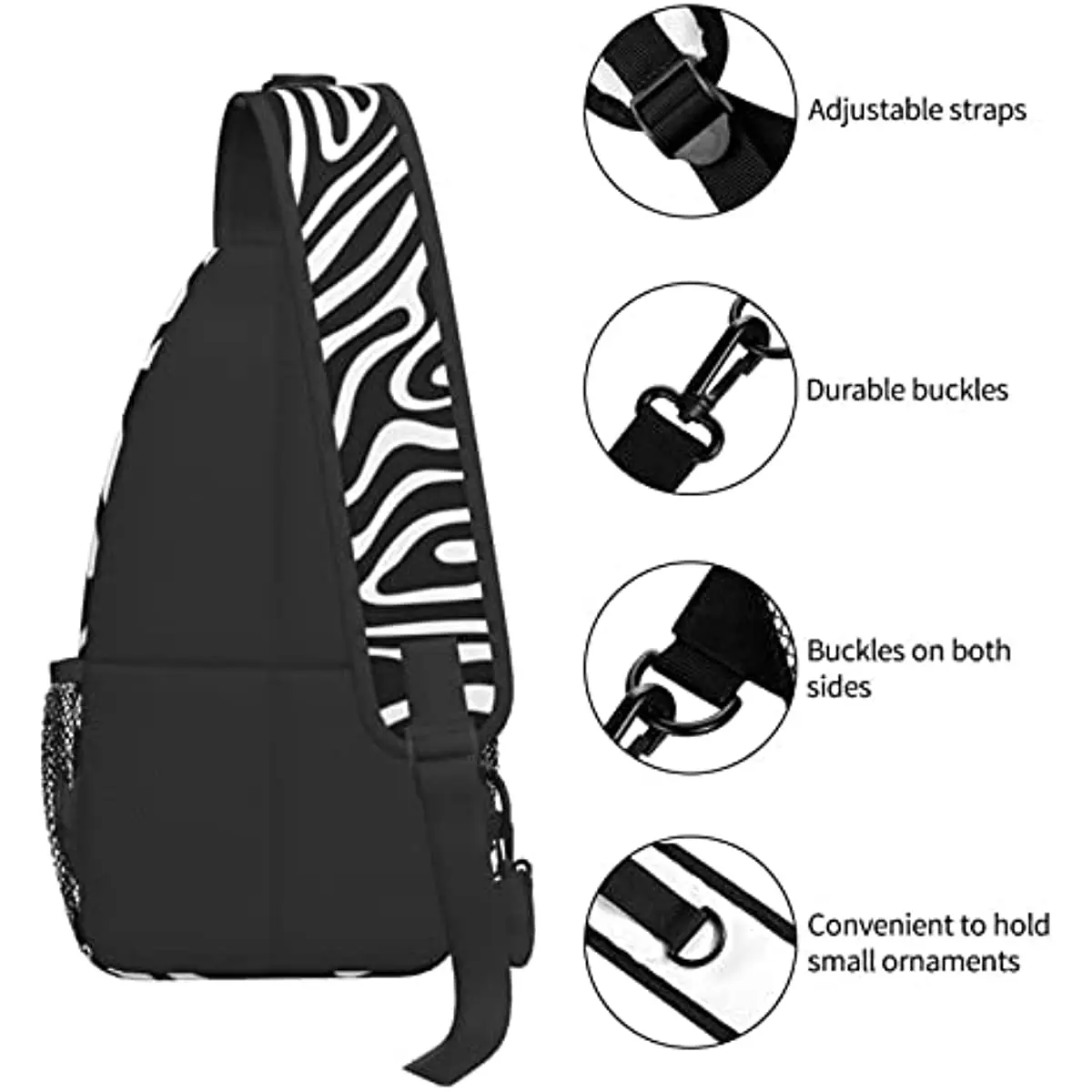 Mochila Zebra Pattern Sling para homens e mulheres, Crossbody Sling Bag, Mochilas para caminhadas de viagem, mochila casual unissex