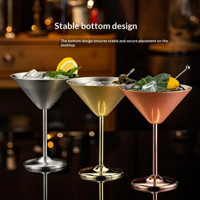 Stainless Steel Cocktail Goblet 200ml Rust Resistant Wine Glass Dishwasher Safe for Home Bar Wedding Banquet Use
