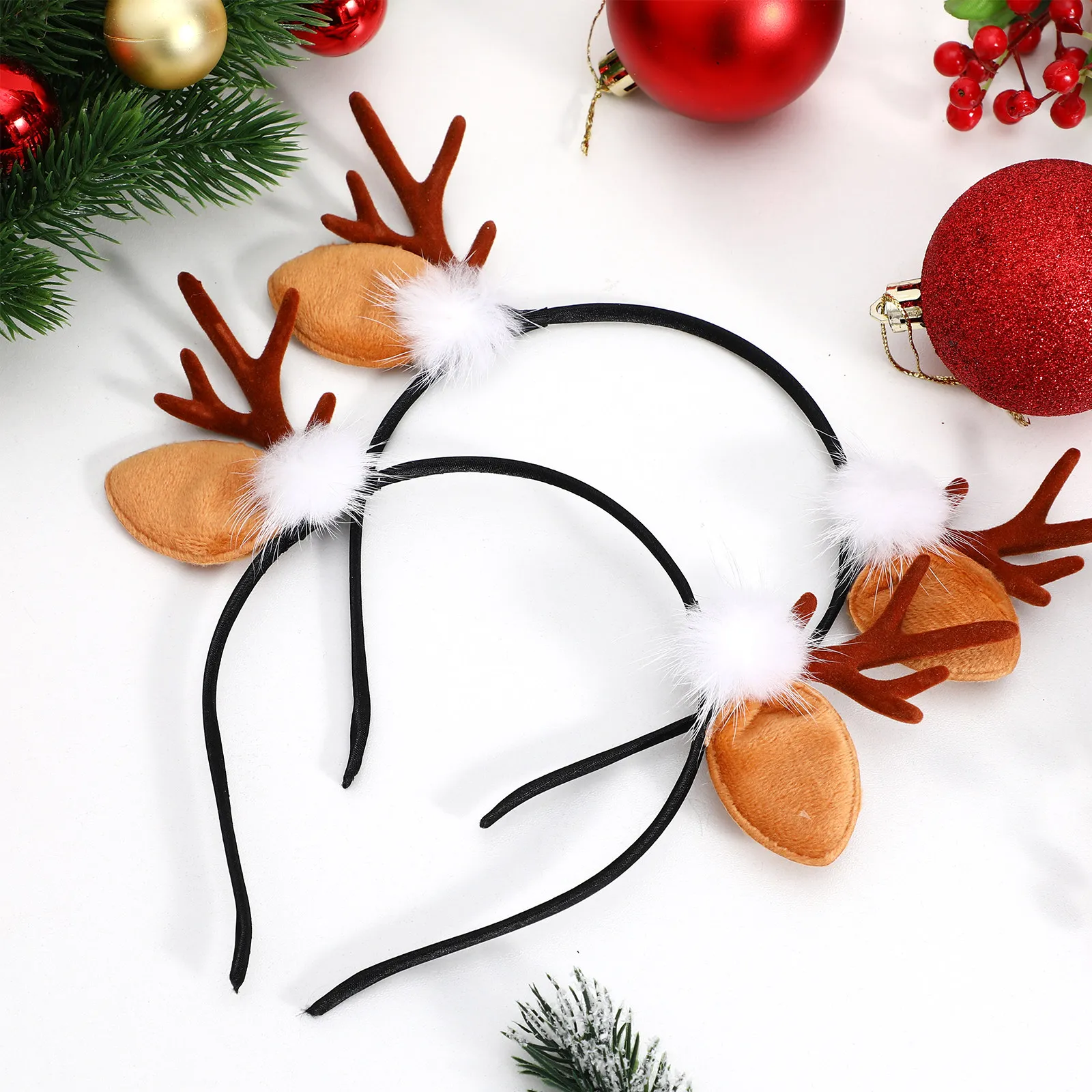 

2Pcs Xmas Elk Antler Hairband Resin Hair Clip Party Photo Prop Kids Deer Horn Lovely Headdress Headband Decor Elk Hair Hoops