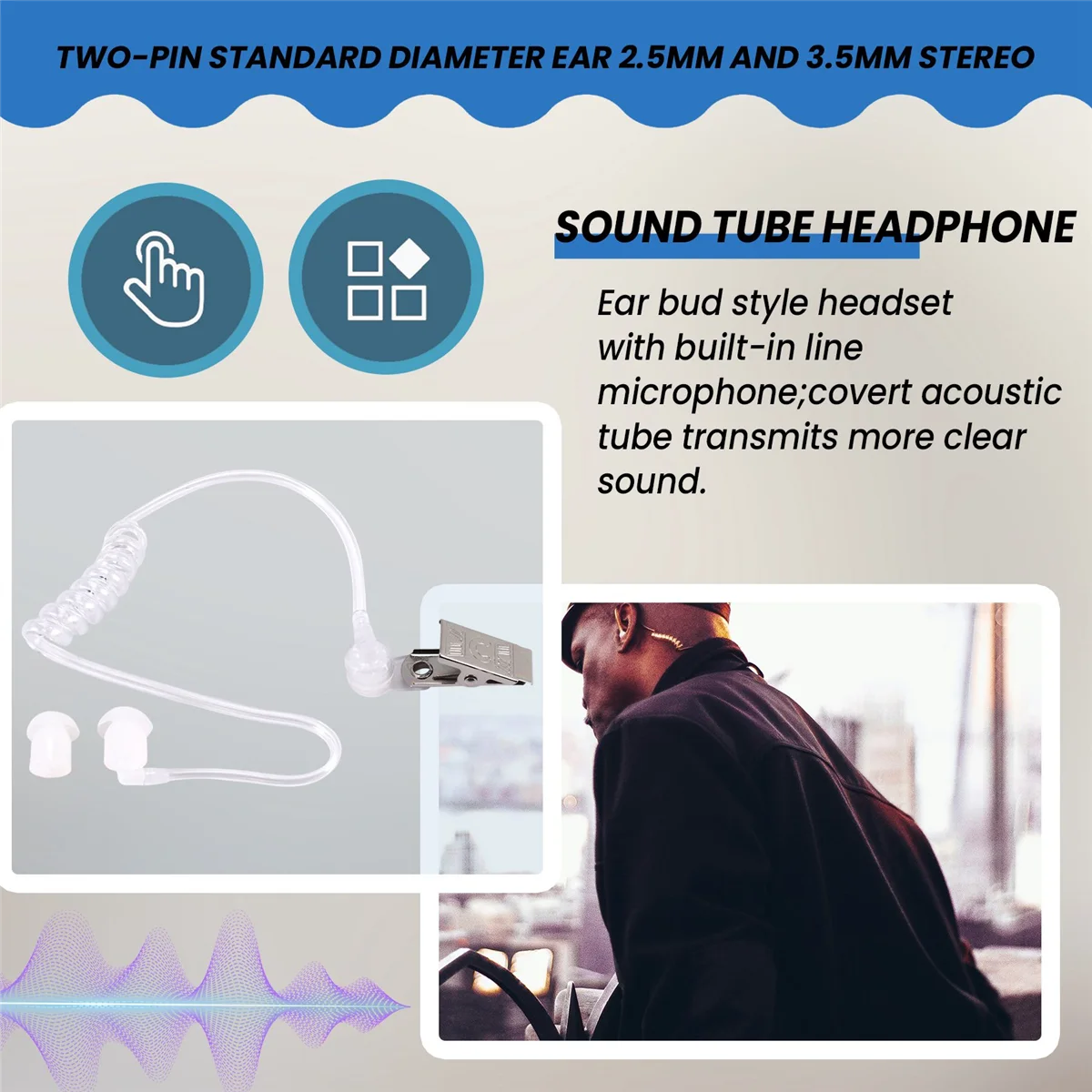 2 حزمة مكتب التحقيقات الفيدرالي نمط 2Pin السرية الصوتية سماعة أذن بأنبوب Ptt سماعة لموتورولا 2 طرق راديو GP88S GP300 GP68 GP2000 GP88 GP3188 CP0