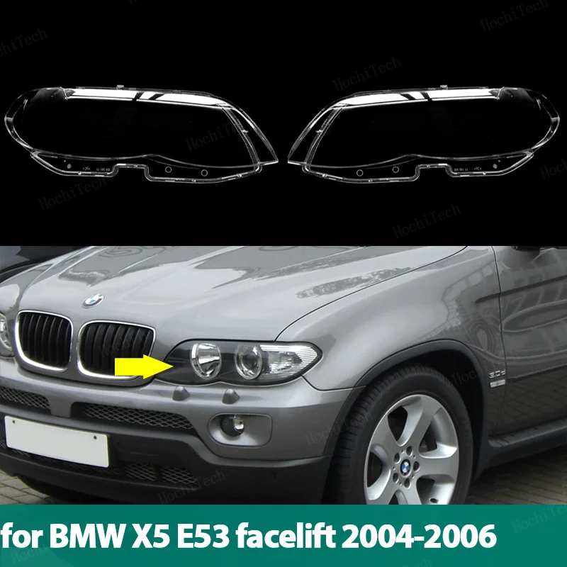 

Front Headlamp Cover Headlight Shell Transparent Lampshade Lens For BMW X5 E53 facelift 2004-2006 Glass Lampcover