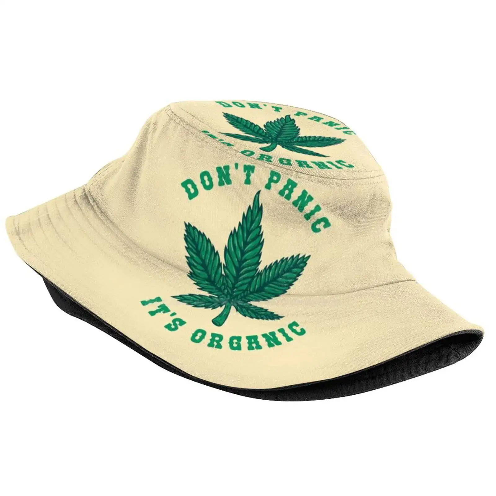 Dont Panic Its Organic Sun Cap Fisherman Hat Bucket Hats Weed 420 Smoke Thc High Pot Stoner Drugs Trippy Bong Joint Smoking