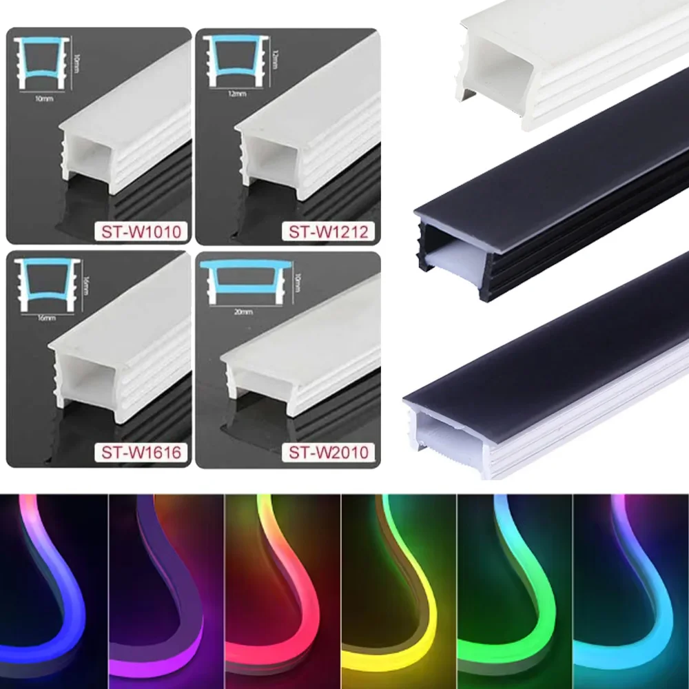 5m 10m Flexible LED Neon Rope Tube Channel Holder Waterproof Cuttable Easy Install For RGB CCT COB Flexible Ribbon Strip Lights