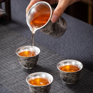 Goldene Porzellan-Teetasse, High-End-Malerei, gesundes Geschenk, persönlicher Gebrauch, Meister, Keramiktee, Abendessen, Sterlin 999 8 Hauptverkäufe Silver Cup - №6