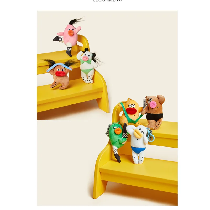 

HAVEROSE Quirky Plush Bag Charm Doll Cute Cartoon Backpack Keychain Ugly Cute Mad Guy Pendant Funny Festival Gift for Teens