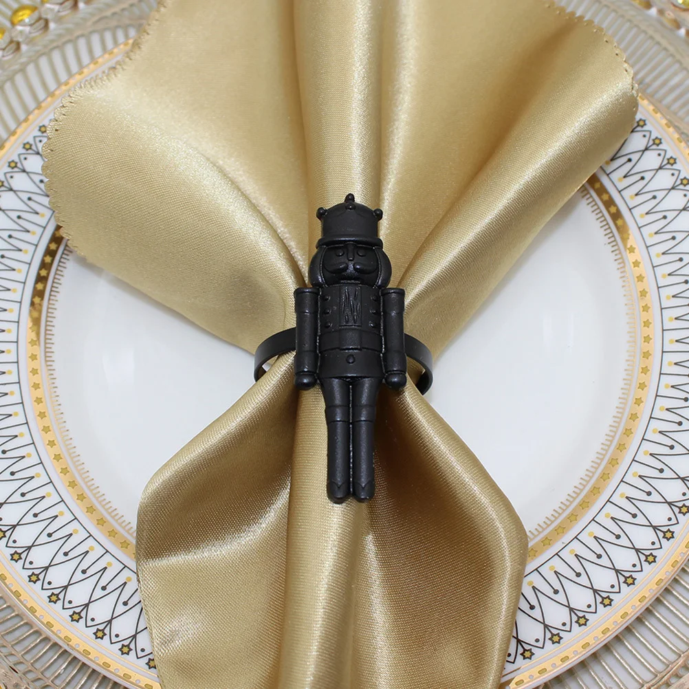 

2pcs Nutcracker Rings Nutcracker Shaped Napkin Holder Christmas Table Decoration Wedding Party Banquet Napkin Buckle Alloy