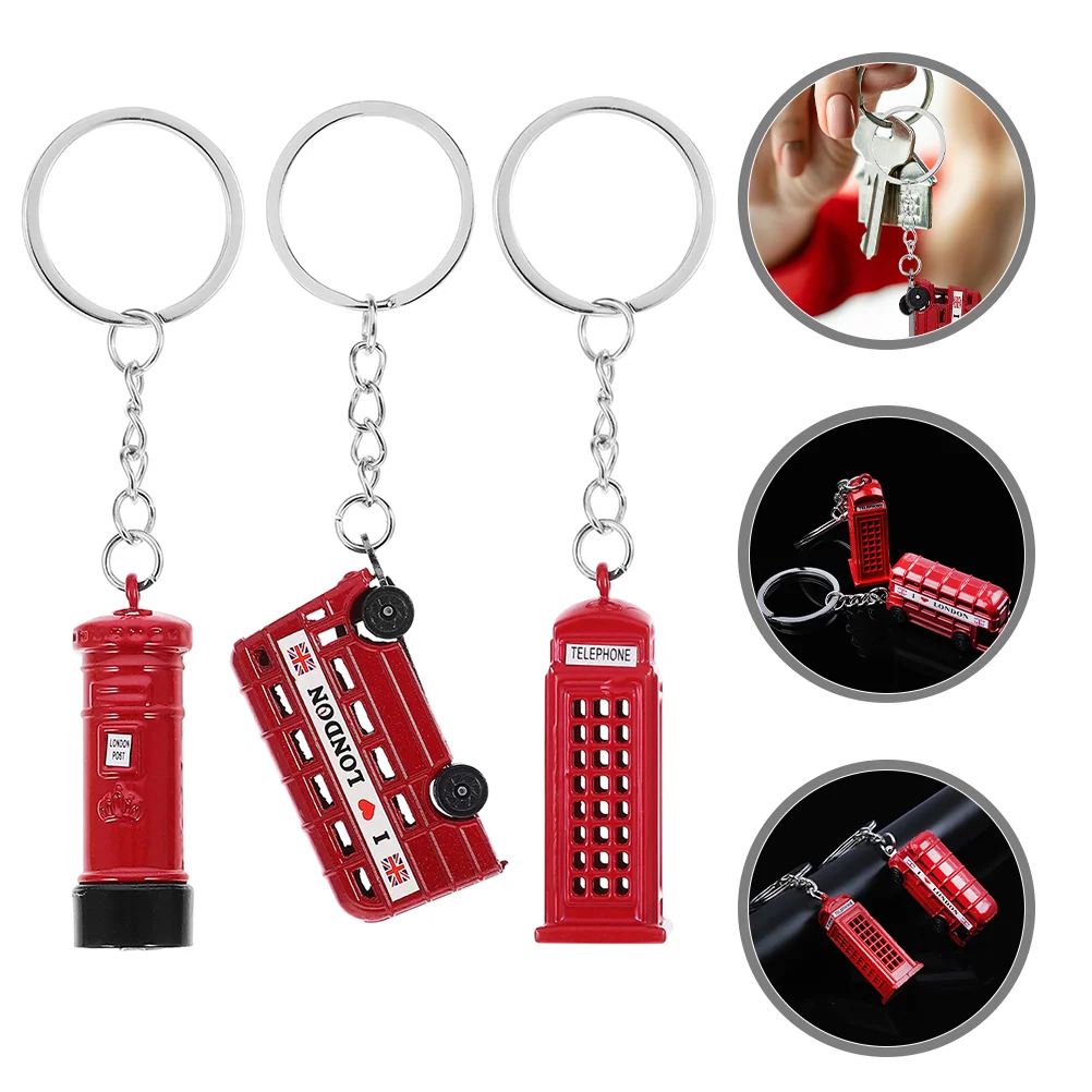 London Souvenir Keychain Bus Car British Flag United Kingdom Rings Telephone Booth