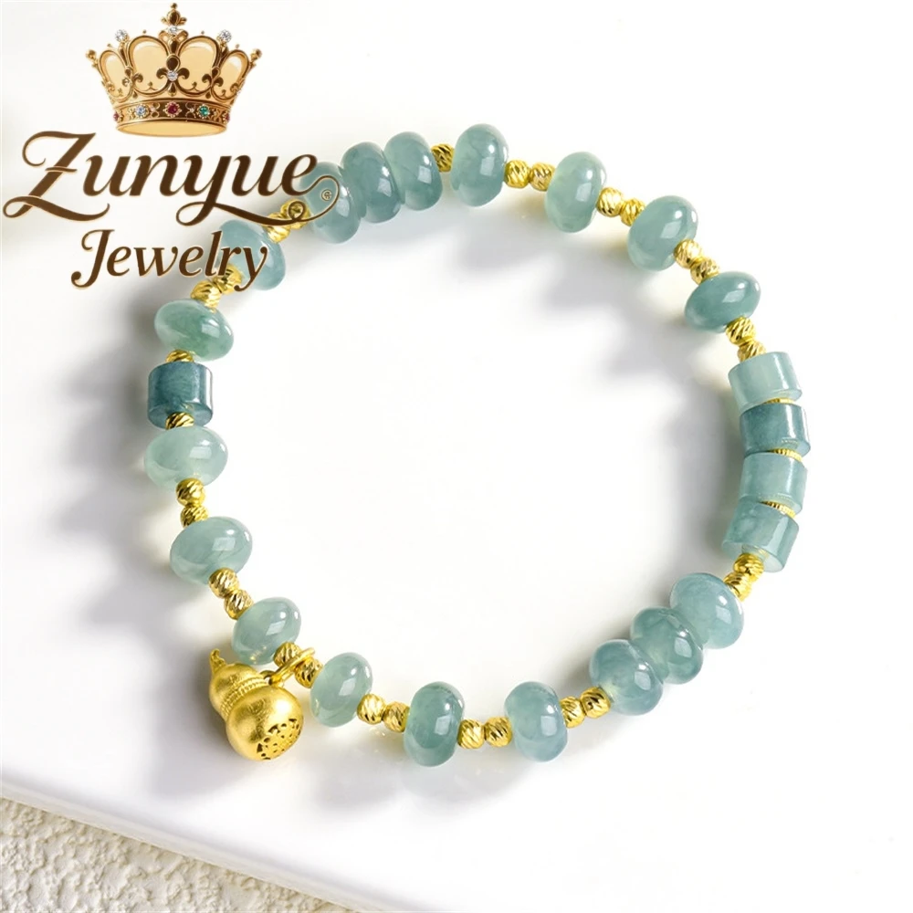 

High-End Natural A-Grade Jadeite Blue Water Abacus Bead Bracelet S925 Silver Inlaid Ice-Type Jade Women's Fashionable Jewelry