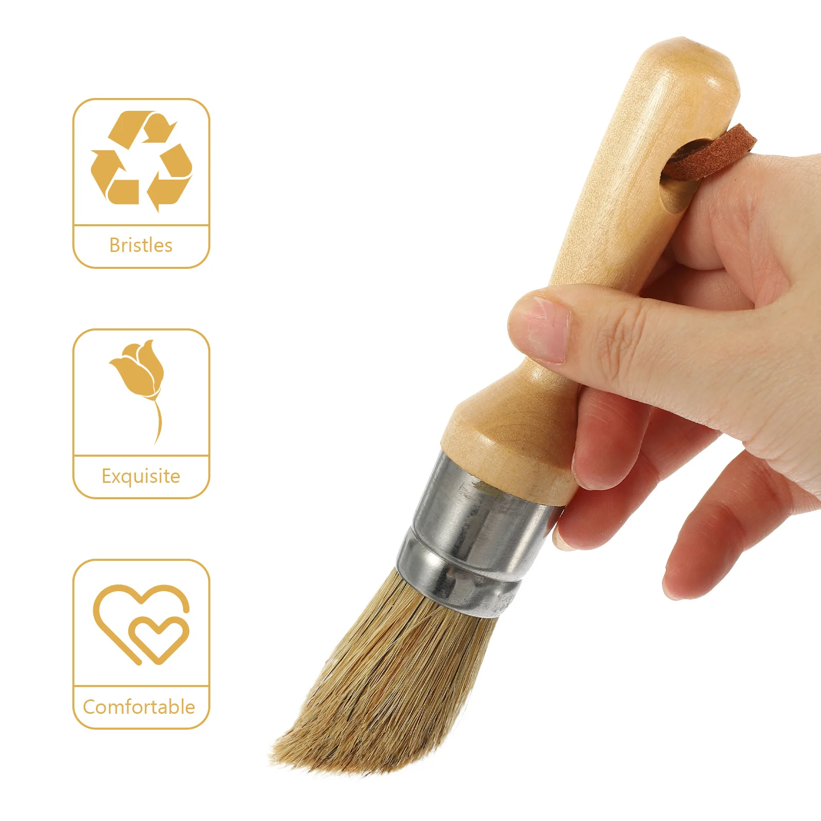 3 قطعة فرش الطلاء مقبض الخشب الخشن الطبيعي للطباشير الحليب اللاتكس الطلاء الشمع الصقيل الفن الحرفية ديكور المنزل متعددة الوظائف