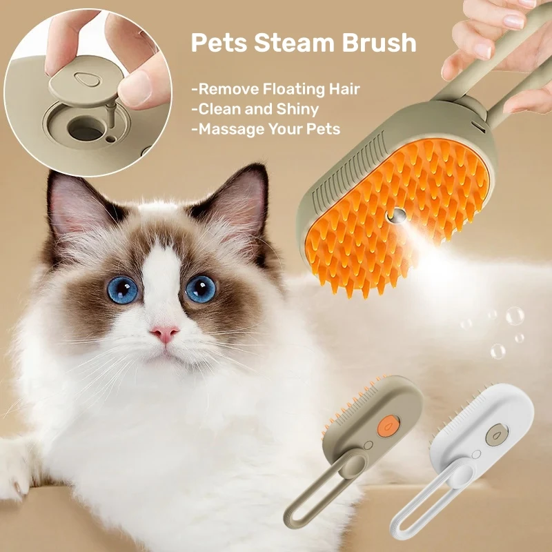 3 in 1 Cat Steam Brush Steamy Dog Brush Electric Spray Cat Hair Brushes Pets Grooming Comb Pet Massage Hair Removal Combs