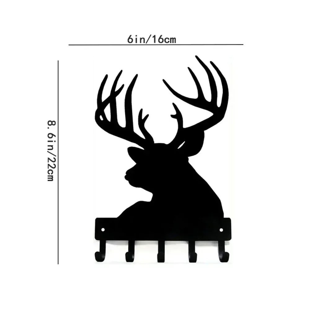 Delightful Buck Head Deer Key Rack Hanger – Pleasing 6 inch/9 inch Wide Metal Wall Art. Wall-Mounted Hooks for Key