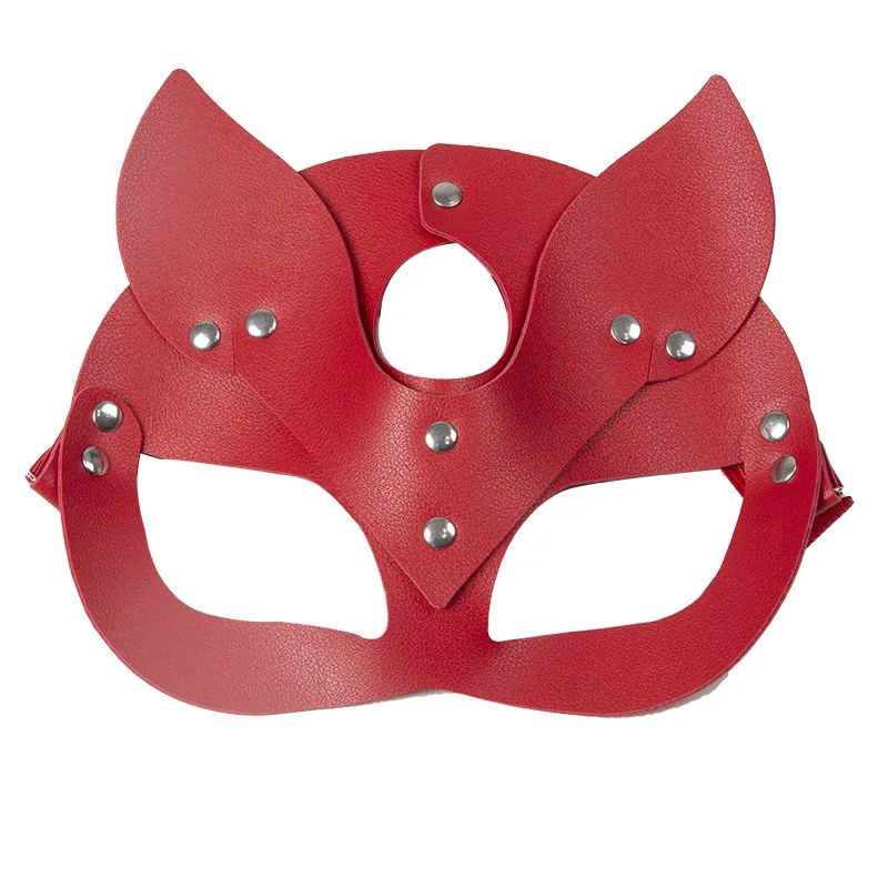 Masque de renard cosplay sexy pour femmes, masque d'Halloween en cuir PU, masque de fête, accessoires de jeu de rôle, demi-visage, masques de chat