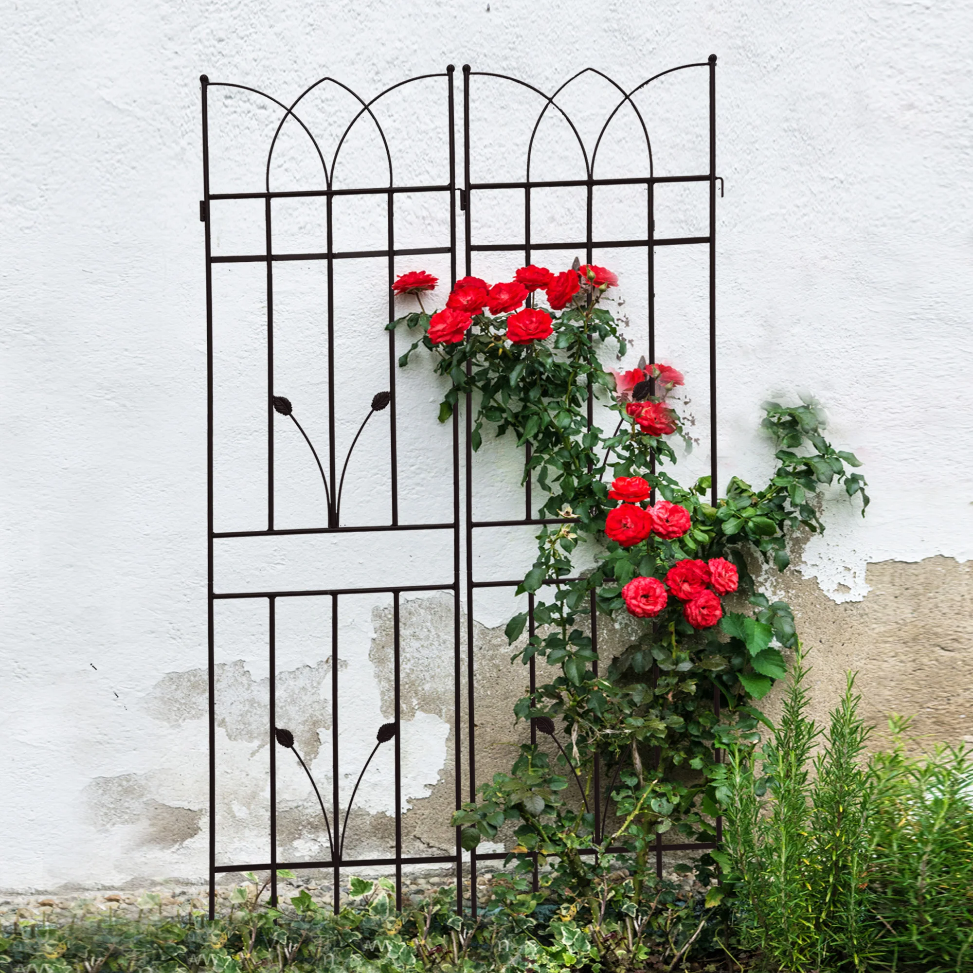 

4 Pack Metal Garden Trellis 71" x 17.7" Rustproof Trellis for Climbing Plants Outdoor Flower Support Black