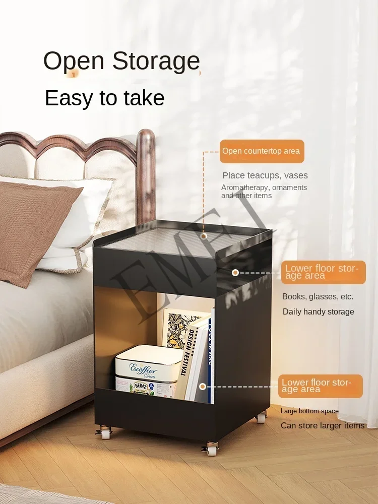 Movable Iron Bedroom Creative Bedside Supporter with Light Sofa Side Table Light Luxury High Sense
