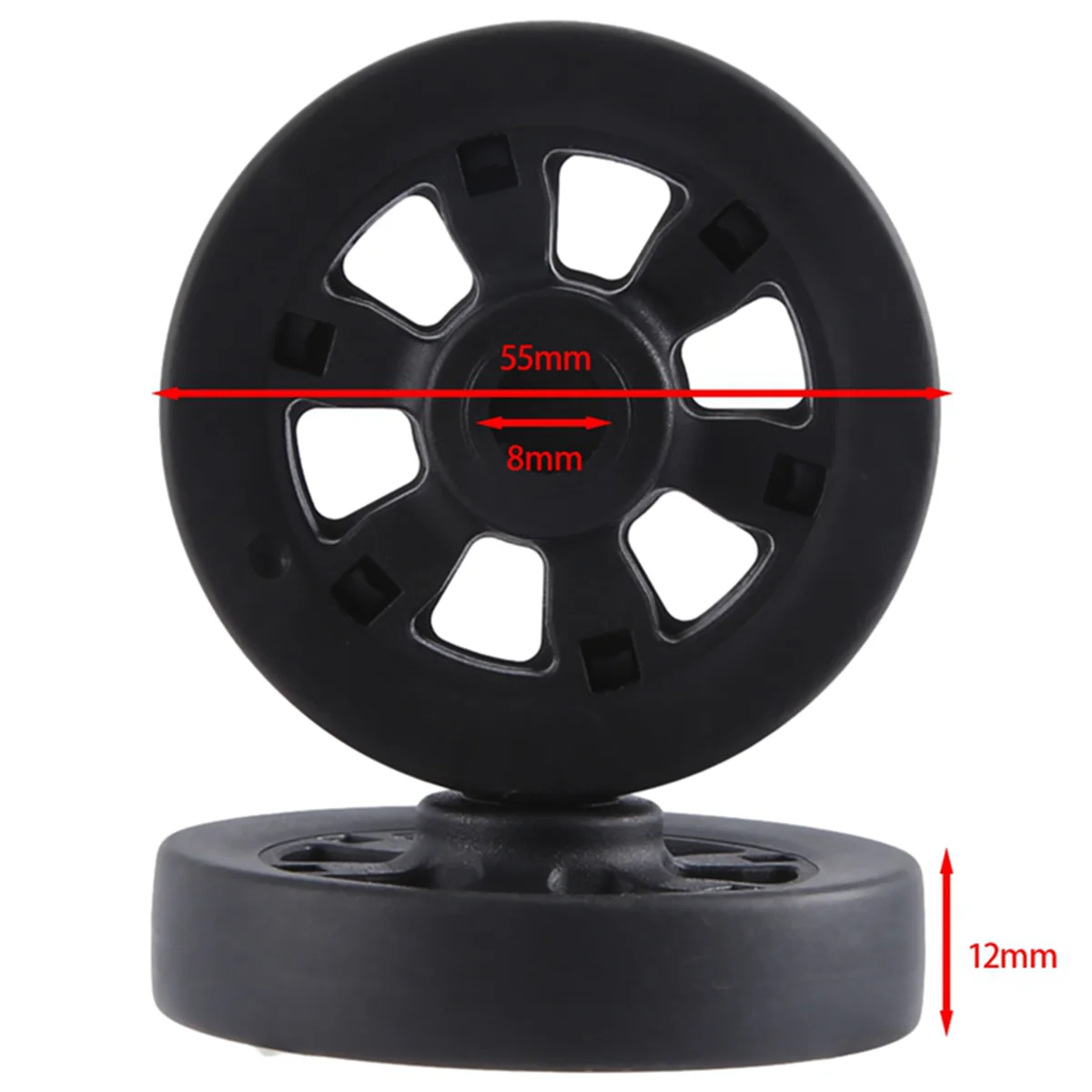 AT16 55X12mm Set of 2 Luggage Wheel Suitcase Replacement Wheels, Luggage Suitcase PU Swivel Caster Wheels Bearings Repair Kit