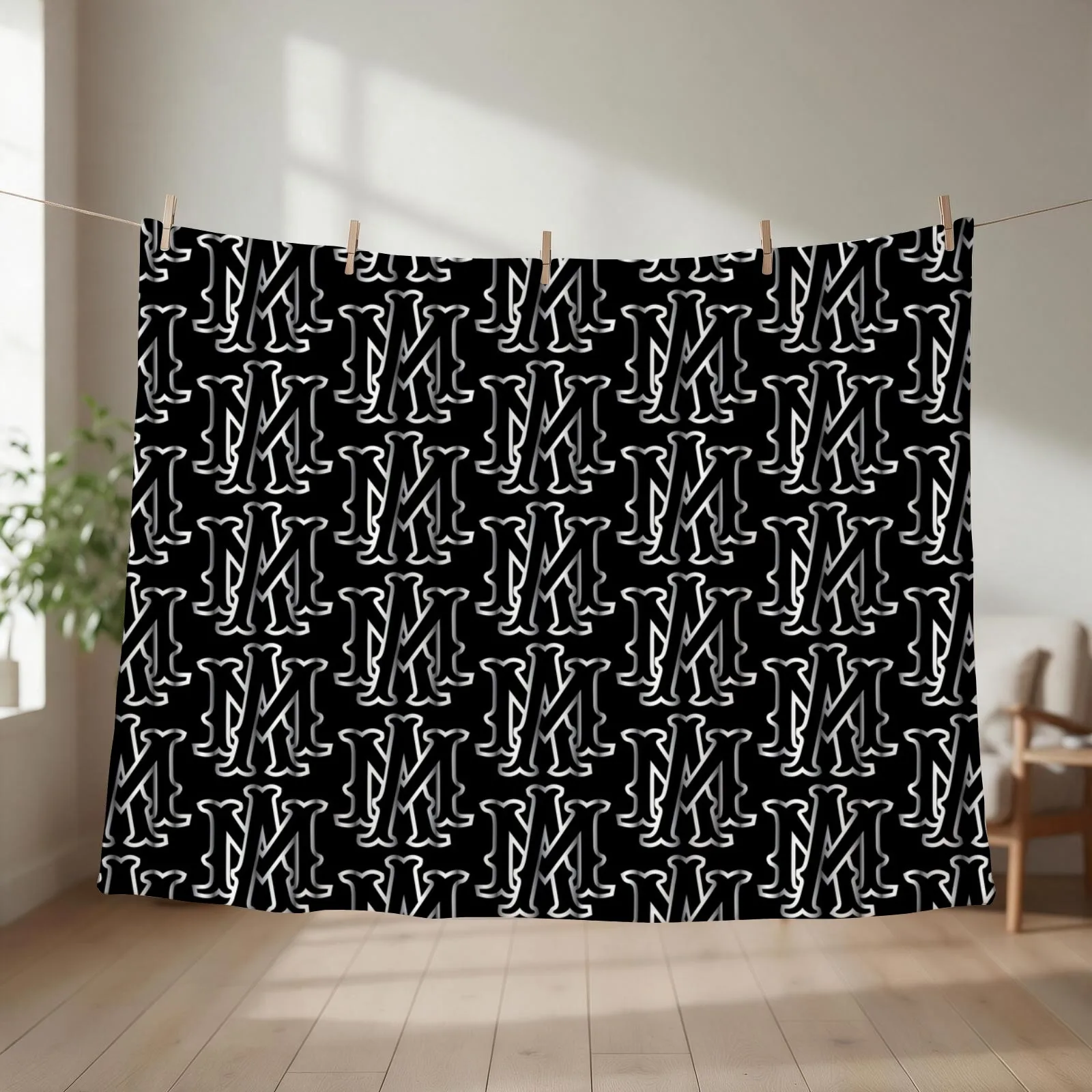 The Athletics Mercado logo2 Throw Blanket blankets and throws Sofa Decorative Beds christmas decoration Blankets
