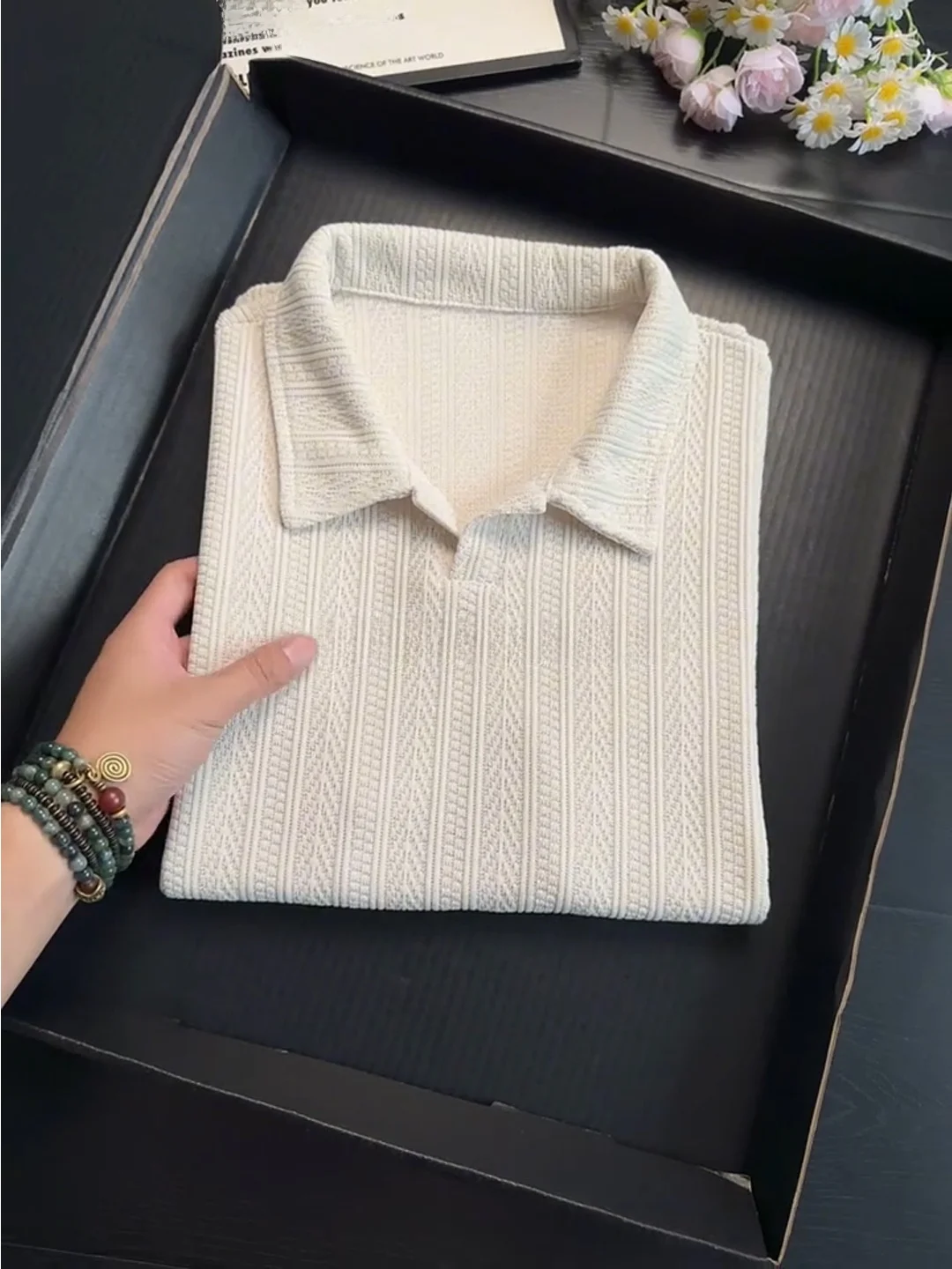 American Style Ice Silk  Shirt Short Sleeve Men's Summer Texture Proper Shoulder T-Shirt Lazy Style Upper Apparel