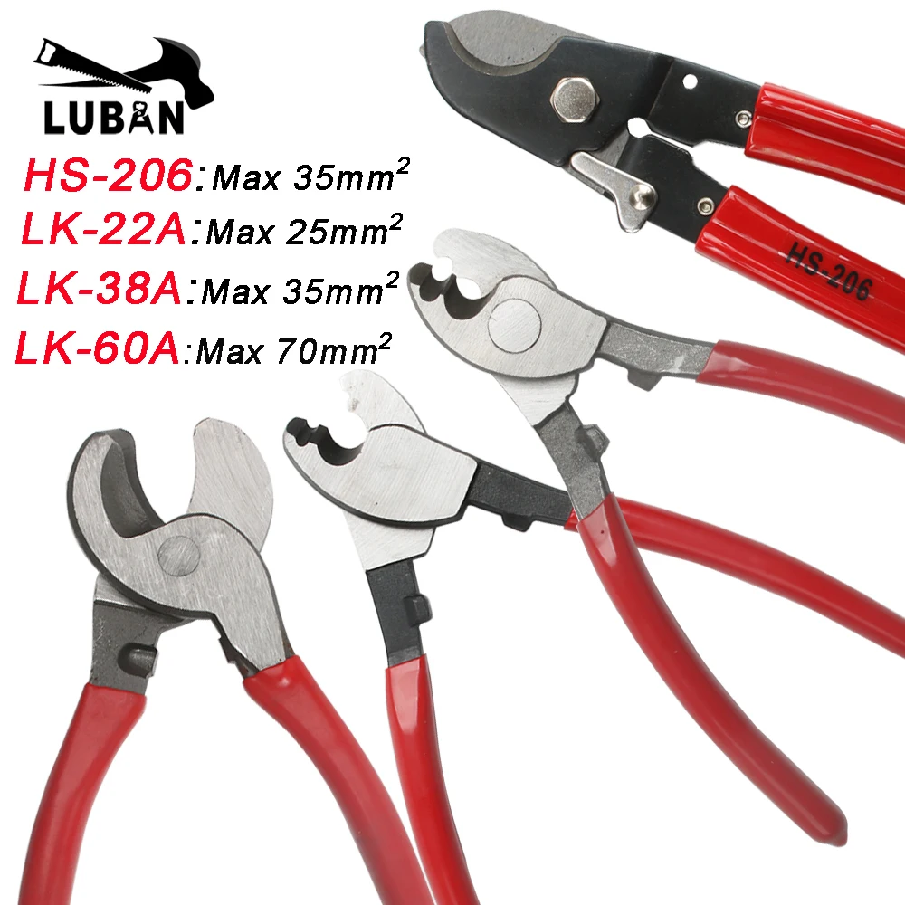 Cortador de cables eléctrico de aluminio y cobre, herramientas manuales de HS-206, LK-22A, LK-38A, máximo 25 mm2, 35 mm2, 70 mm2, 1 unidad