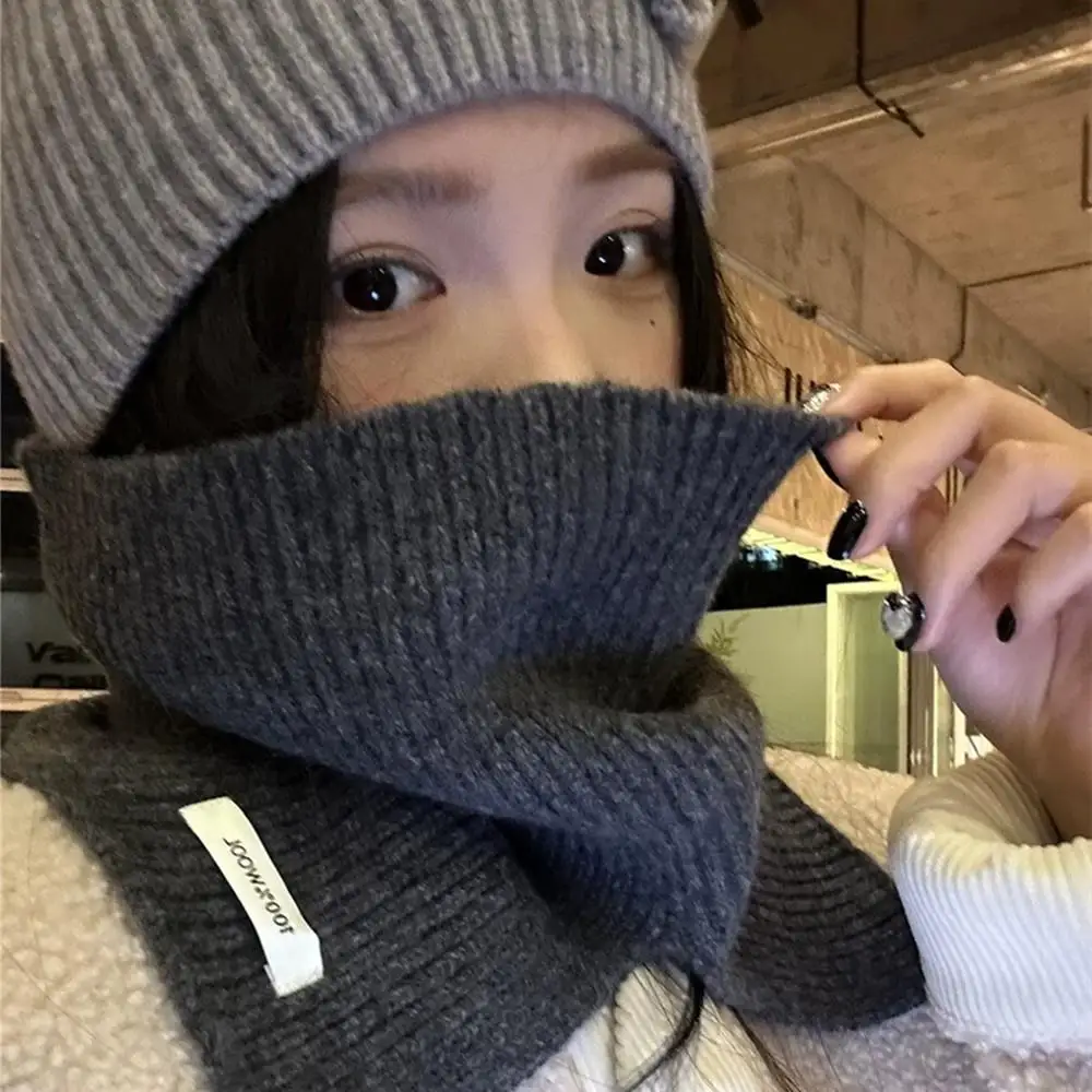 100% الصوف محبوك حلقة وشاح قبعة ووشاح المرأة الشتاء الدافئة الأوشحة قبعة الصلبة الراقية لينة الكشمير الباشمينا طوق وشاح للرقبة #1