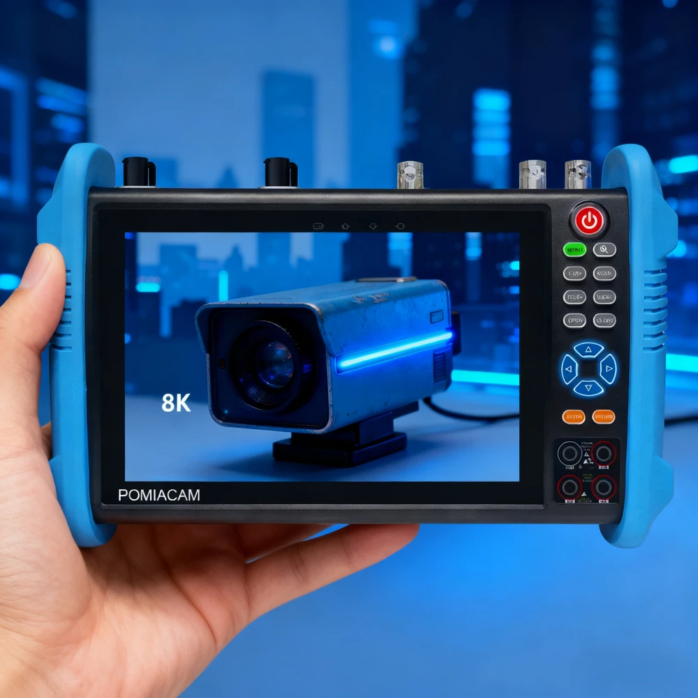 

IP Analog TVI CVI AHD CCTV Tester 8K H.265 IP 90W PoE++ HDMI in & Output, VGA Input Dual Gigabit Ports SFP Port UTP Cable Test