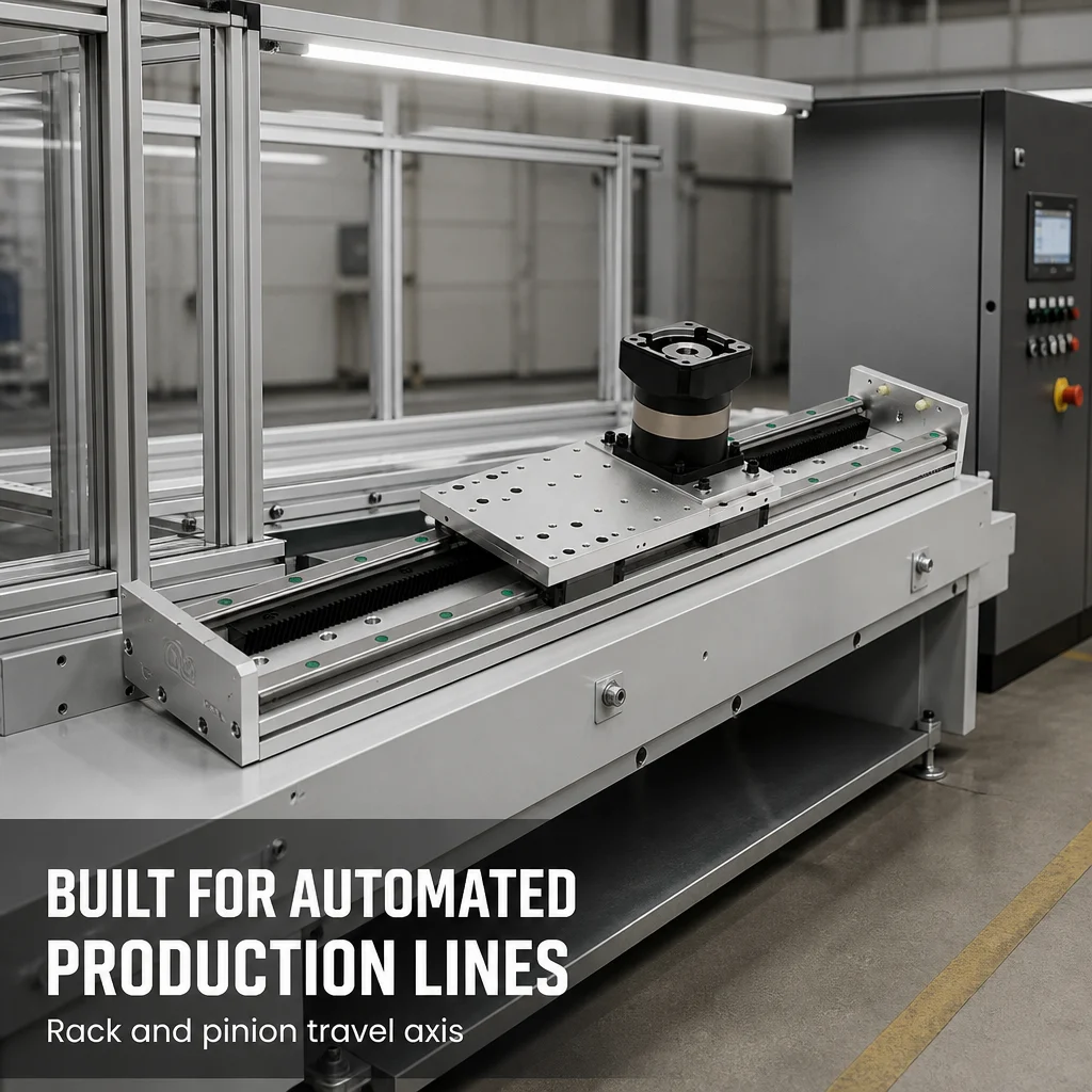 Light Aluminium Rack Drive Linear Module With Long Stroke Vertical Servo Gearbox And Guide Rails For Automation