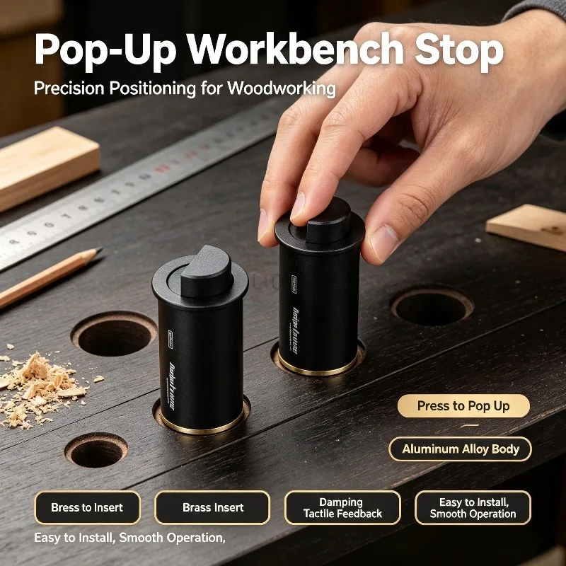 Workbench Stop Limit Block Table Stop Quick Release 26mm Hole Pop‑Up Bench Dog Woodworking Table Accessory Workpiece Positioning