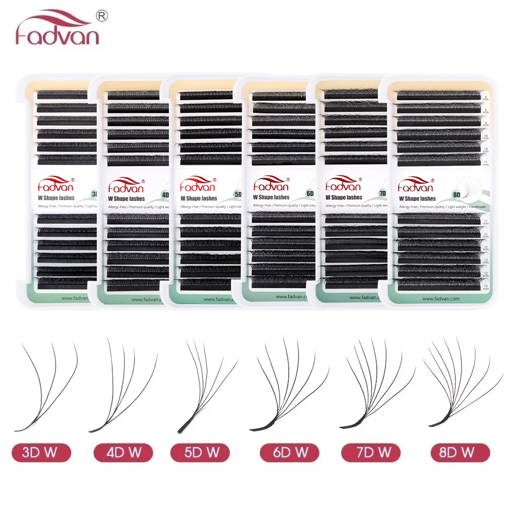 FADVAN-extensiones de pestañas profesionales suaves y naturales, flores automáticas en forma de W, 3D/4D/5D/6D, ventiladores prefabricados