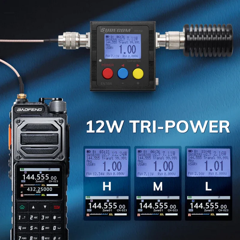 Long Range 12W Ham Radio With Gps & Wireless Frequency Copy Multi-Band Transceiver 5200Mah Battery For Tactical Outdoor Camping