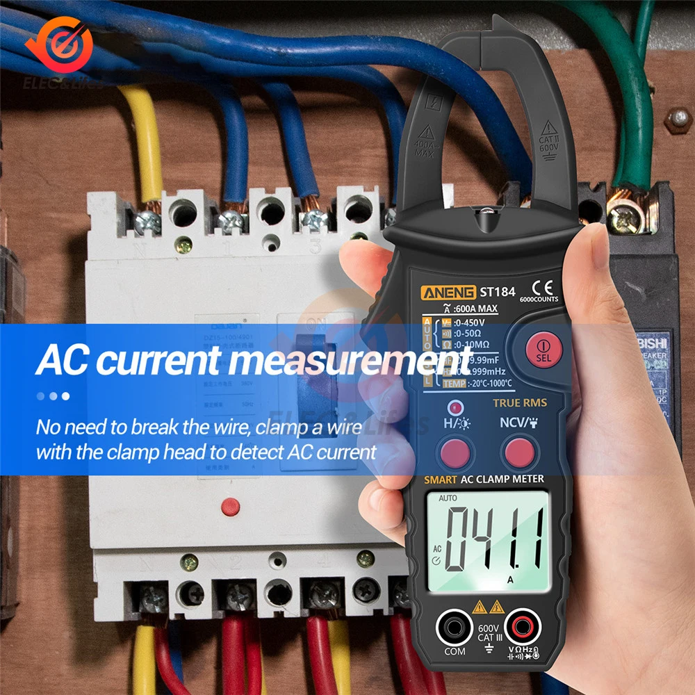 Imagem -02 - Digital Clamp Multímetro Medidor Profissional True Rms ac dc Tensão Tester Atual hz Capacitância Ohm 6000 Contagens St184