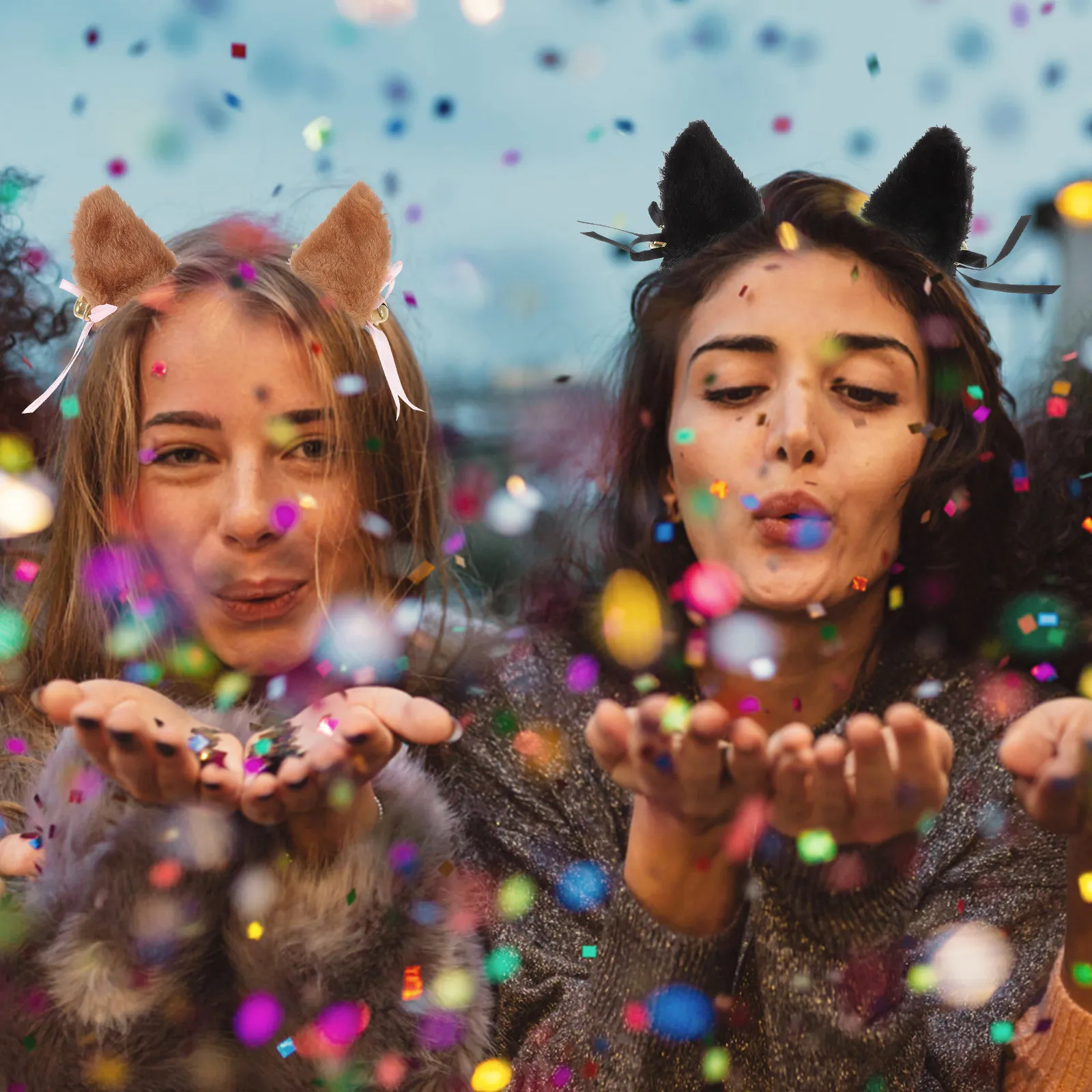 

4 пары повязок на голову с кошачьими ушками, стильные заколки для волос для девочек, для косплея, костюмов, фестивалей, вечеринок, украшения на Хэллоуин