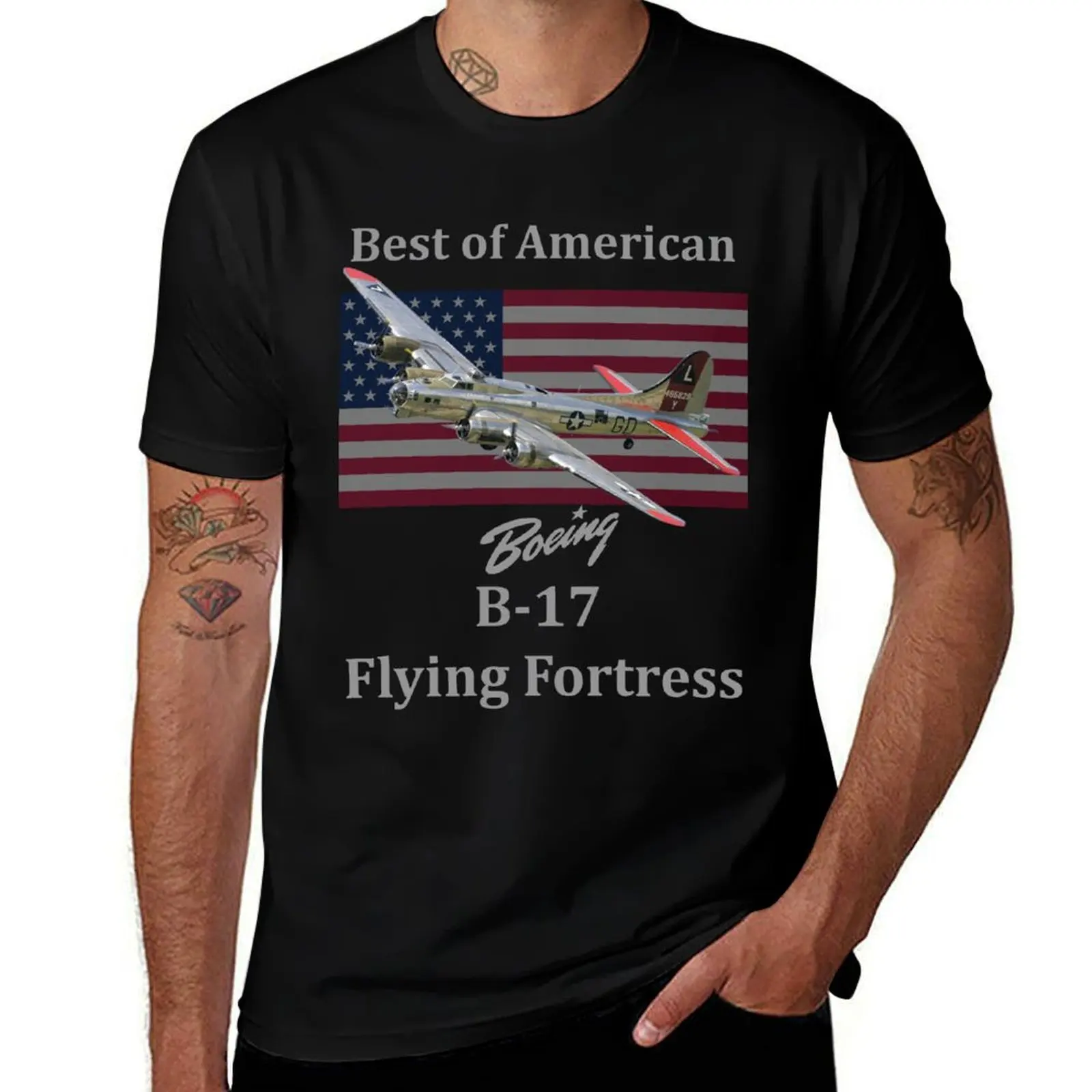 

graphic Flying T-Shirt American essential B-17 t t shirt t man cotton man of shirt best vintage for shirts T-Shirt Fortress The