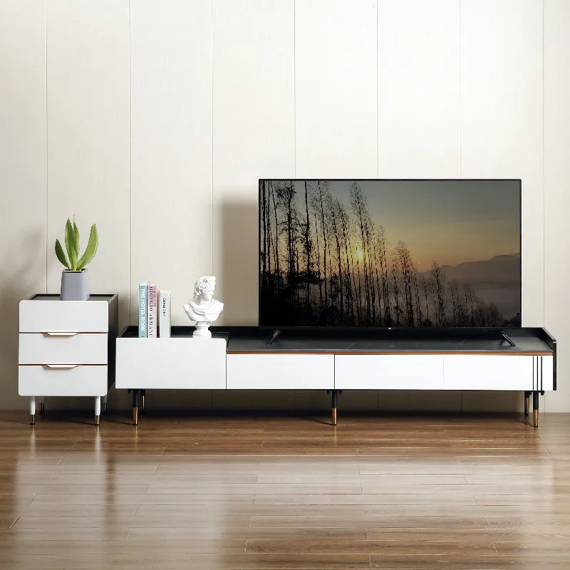 

Rock slab TV cabinet coffee table combination household living room modern light luxury Italian small apartment new coffee