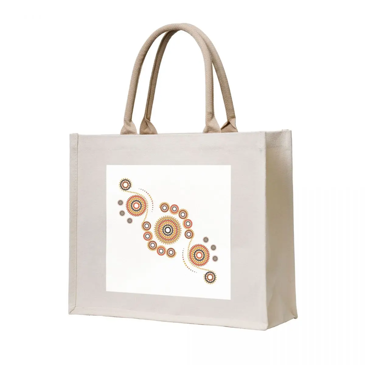 

Aboriginal Art Aborigine Australian Indigenous Land Mosaic Aboriginal Aboriginal Flag Bigambul Points Circle Autumn Day Tote Bag